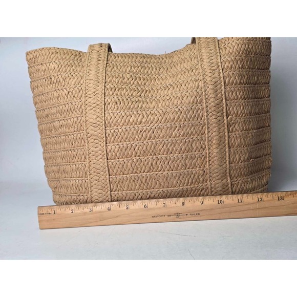 Draper James Everyday Straw Shoulder Bag Brown Tote Purse Handbag - Picture 4 of 11